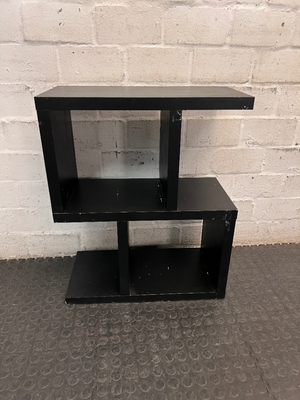 Geometric S-Shaped Shelving Unit in Black