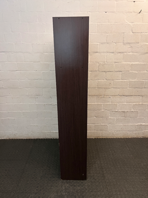 Dark Wood-Grain Laminate 8-Cubby Bookshelf — Good Working Order