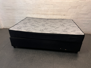 Double Bed Base Set with Patterned Mattress — Good Condition Set