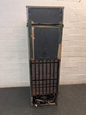 KIC Grey Upright Fridge-Freezer — Working Order With Visible Dents and Marks