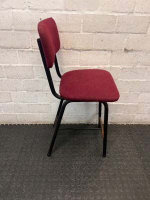 Burgundy Upholstered Dining Chair with Black Metal Frame