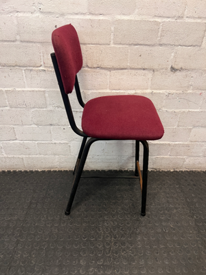 Burgundy Upholstered Bar Stool with Black Metal Frame