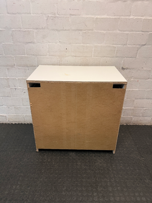White Modern 3-Drawer Chest — Fair Condition with Surface Marks and Kickplate Crack