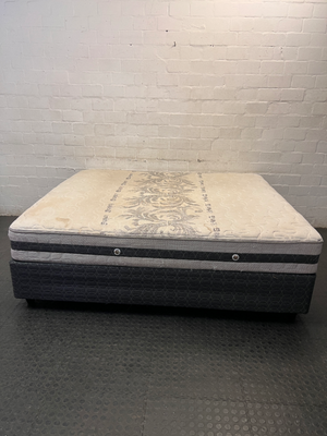 Sealy King Mattress and Split Base Set — Fair Condition