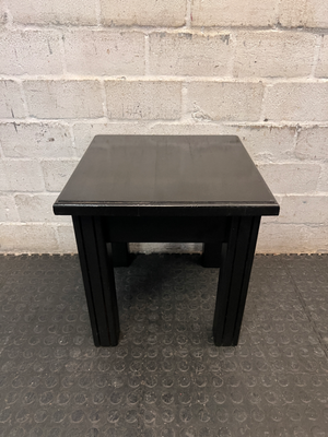Sleek Black Square Wooden Stool