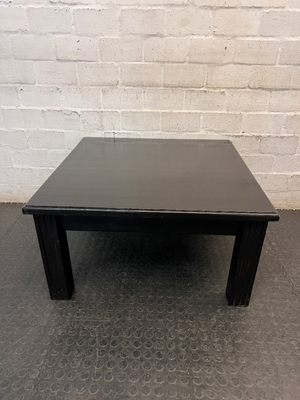 Square Black Pine Coffee Table with Fluted Legs — Good Working Order