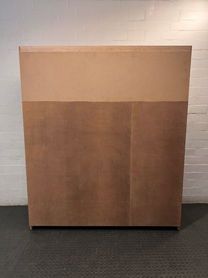 3-Door White and Light Wood Wardrobe — Good Profile and Condition