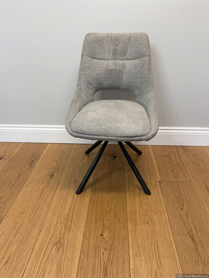 Decofurn Grey Fabric Dining Chair with Black Metal Legs — Good Working Order