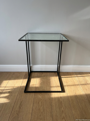 Z-Shaped Black Steel and Glass Side Table — Fair Used C - 2ndhandwarehouse.com
