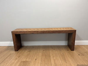 Contemporary Layered Wood Console Table — Used; Fair Condition