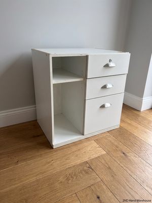White Desk Pedestal with 3 Drawers - Visible Surface Wear - 2ndhandwarehouse.com