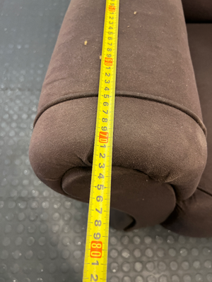 Brown Fabric 2-Seater Couch - Minor Wear to Arm and Base - 2ndhandwarehouse.com