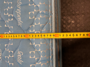 Sealy Posturepedic Queen Mattress in Blue — Visible Staining on Mattress and Base - 2ndhandwarehouse.com