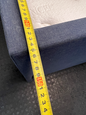Navy Blue Upholstered Double Daybed with Mattress — Fair Used Condition with Mattress Staining