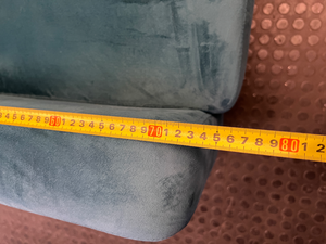 3 Seater Teal Blue Tufted Couch with Wooden Legs — Very Good Condition