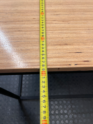 Modern Wood Top Office Desk with Black Metal Frame — Used; Fair Condition