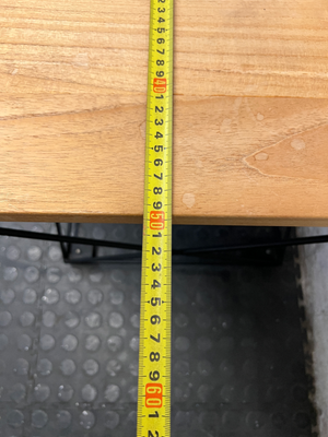 Industrial Style Square Side Table with Geometric Metal Base — Used; Fair Condition