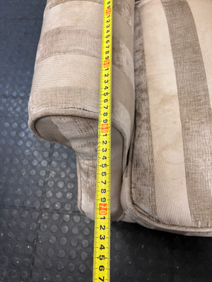 Striped Fabric Beige Wingback Chair — Good Condition