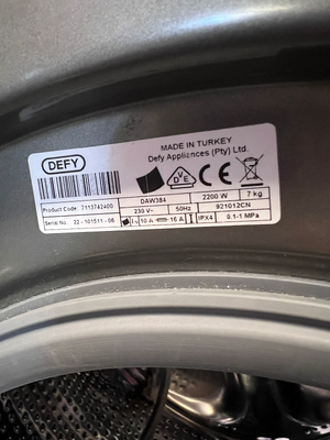 Defy 7kg Front Loader Washing Machine (Grey) - 1200rpm - 2ndhandwarehouse.com