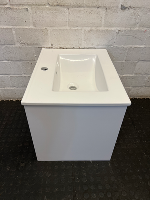 Modern White Ceramic Drop-In Bathroom Sink & Vanity Unit - 2ndhandwarehouse.com
