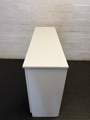 Modern 3-Door White Storage Cupboard with Silver Handles - 2ndhandwarehouse.com