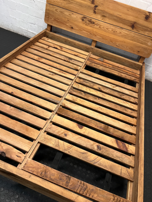 Rustic Reclaimed Pine Queen Bedframe - 2ndhandwarehouse.com