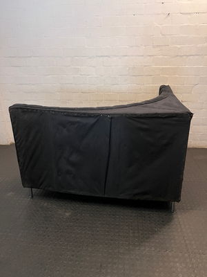 Curved Black Channel-Tufted Couch - Water Damaged - 2ndhandwarehouse.com