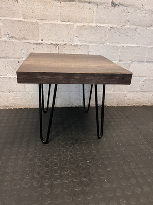 Industrial Style Side Table with Hairpin Legs - Damage to Leg - 2ndhandwarehouse.com