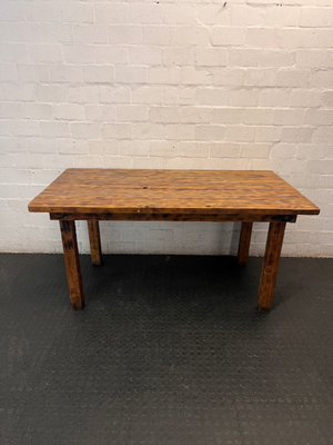 Slatted Pine Dining Table in Chestnut Finish — Good Working O - 2ndhandwarehouse.com