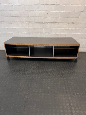 Dark Brown Low-Profile TV Unit with Open Shelving — Multiple Broken Legs and Surface W - 2ndhandwarehouse.com