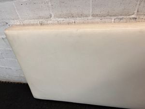 White Faux Leather King Size Headboard — Visible Surface Wear and Marks