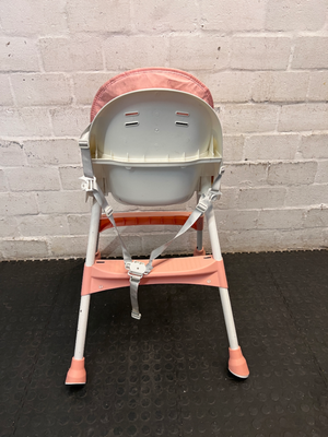 Cushioned Baby High Chair in White and Peach — Clean and Functional Condition