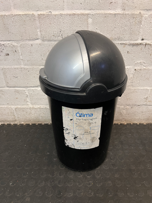 Black and Silver Flip-Lid Plastic Bin