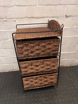 Woven Wicker and Metal Storage Chest