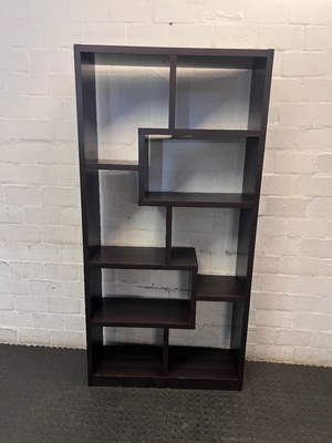 Dark Wood Geometric Open Bookshelf — Good Working Order