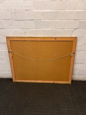 Ornate Gold-Toned Ribbed Wall Mirror — Good Condition