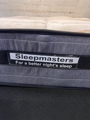 Queen Sleepmasters Base Set — 9-Month-Old Mattress and Base in Fair Condition