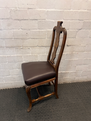 Weylandts Wood and Leather Dining Chair — One Chair Chipped at Top