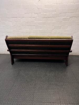 Vintage Wooden 3 Seater Couch in Olive Green