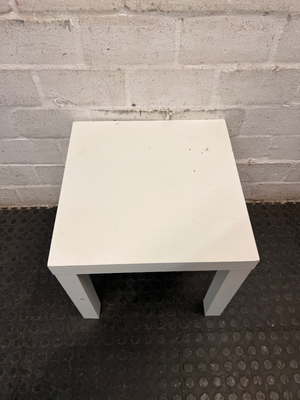 Square White Minimalist Side Table — Broken Parts and Damaged Legs