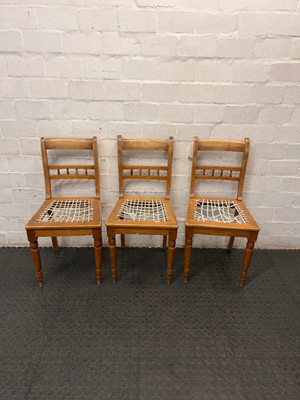 Vintage Wooden Dining Chair with Turned Detail — Damaged Riempie