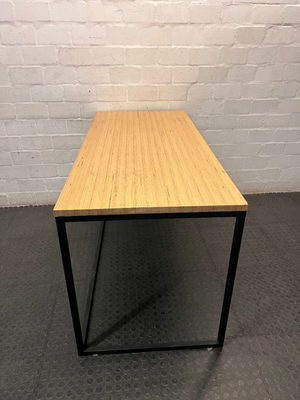 Modern Wood Top Office Desk with Black Metal Frame — Used; Fair Condition
