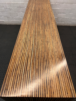 Contemporary Layered Wood Console Table — Used; Fair Condition