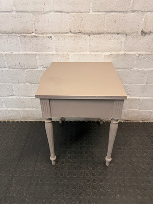 Painted Grey Bedside Table with Ceramic Knob — Good Condition