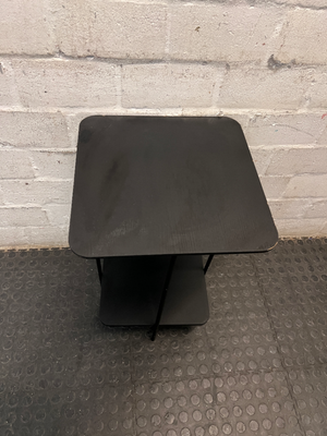 Black Minimalist Tiered Side Table — Fair Used Condition with Surface Wear