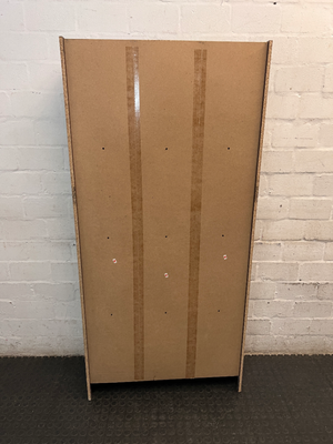 Dark Wood-Grain Laminate 8-Cubby Bookshelf — Good Working Order