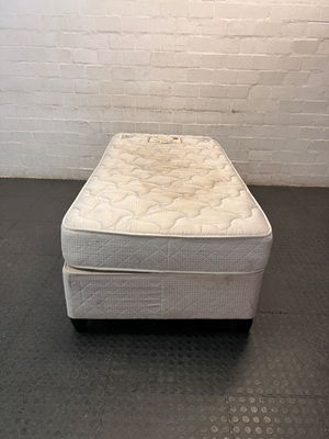 White Single Bed Base Set — Visible Staining on Mattress Top