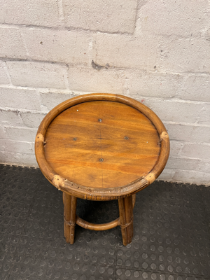Bamboo and Cane Round Side Table