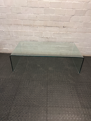Curved Waterfall Glass Coffee Table — Good Condition