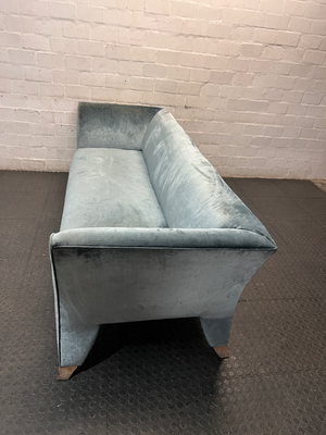 Green Suede-Style 3 Seater Couch with Flared Arms — Good Working Order